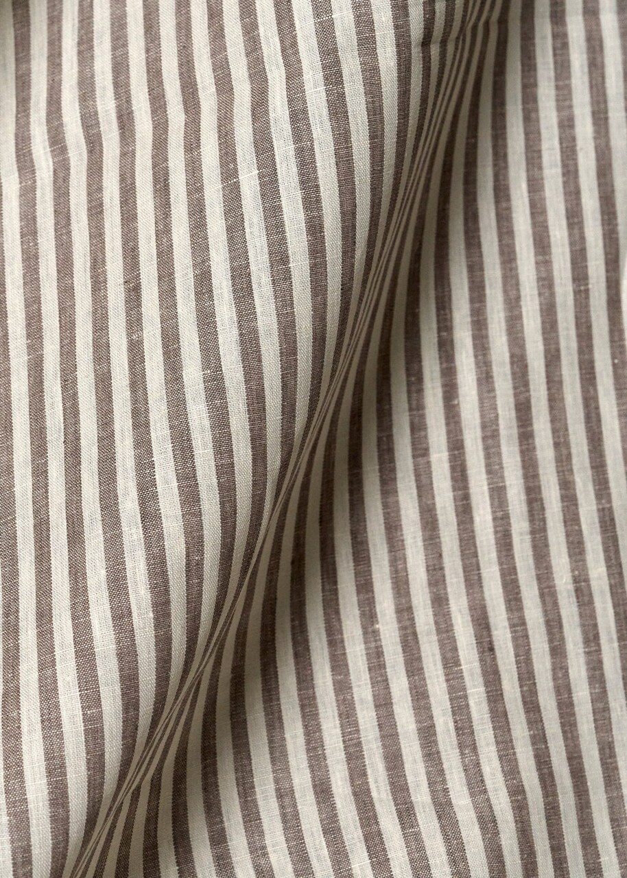 1 Yard Pure Linen Yarn Dyed 1/4 Inch Stripe Two Tone Natural or Off White Fabric 58 Inch Width